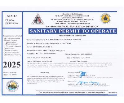 SANITARY PERMIT 2025